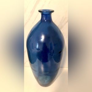 Large Blue Glass Vase - 14.5”